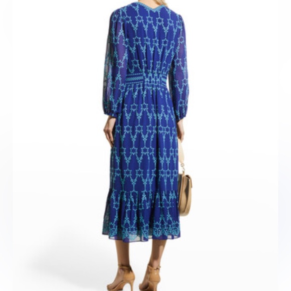 NWT SHOSHANNA CALAH MIDI DRESS ANTHROPOLOGIE SIZE 8 BLUE EMBROIDERED AQUA - Picture 2 of 12
